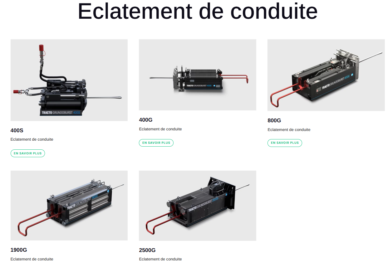 Éclatement de conduite GRUNDOBURST Systèmes GRUNDOBURST pour remplacer une canalisation sans tranchée